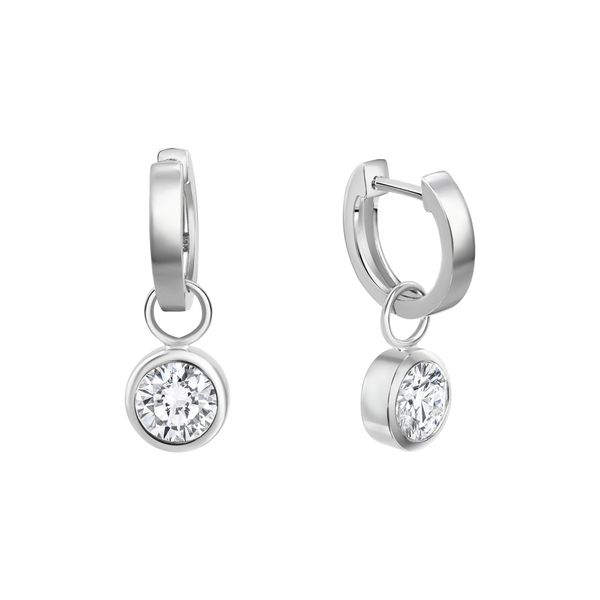 Paar Creolen Vivance "925/- Sterling Silber Rhodiniert Zirkonia", Weiß (Weiß, Weiß), Ohrringe, Damen, One-Size, Silber 925 (Sterlingsilber)-image