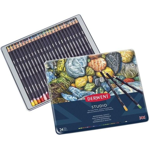 Pastelli Artistici Derwent Studio, 24 Pezzi In Scatola Di Metallo-image