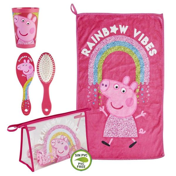 Borsa Da Toilette Con Accessori Peppa Pig 4 Pezzi Rosa (23 X 16 X 7 Cm)-image
