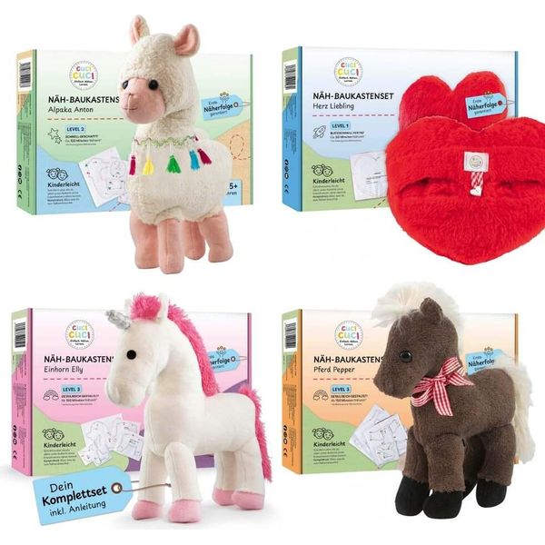 Cucicuci Kit Di Cucito Fai Da Te 4 Pezzi Alpaca/Cuore/Unicorno/Cavallo-image
