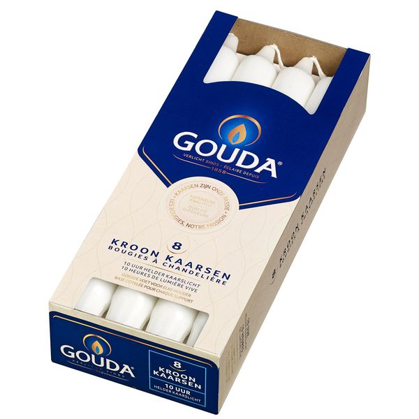 Candele Da Tavola Gouda Bianco Satinato 24 Cm - 8 Pezzi-image