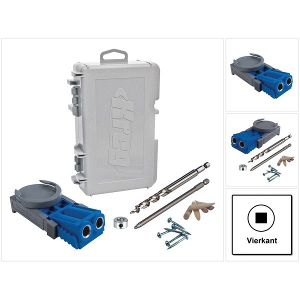 Kreg Jig R3 Starter Set ( R3 ) Set Completo Per Falegnami Sistema Di Giunzione Per Legno Con Dima Di Foratura R3, Punta, Bit, Arresto Di Profondità, Tasselli Per Legno, Viti E Esagono Incassato-image