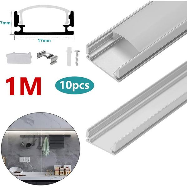Jopassy 10X1M Led Profilo In Alluminio Striscia Led Modelli Di Binari Interni In Alluminio, A U-image
