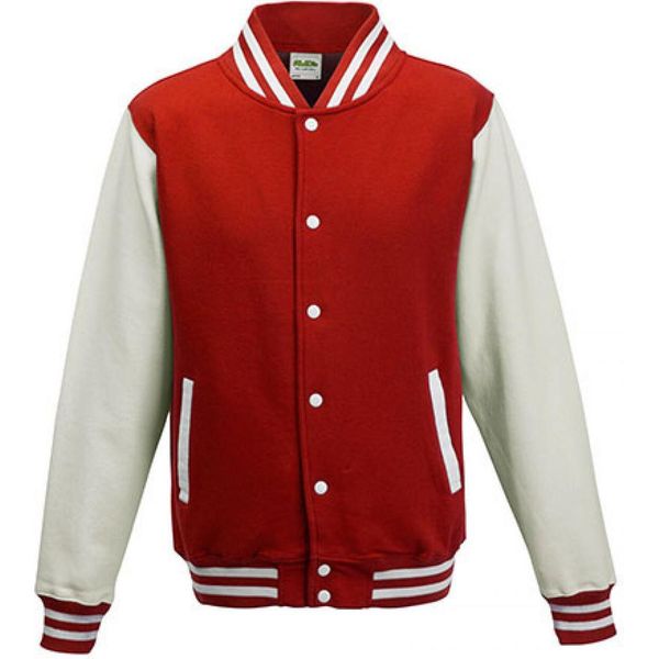 Just Hoods JH043 | Giacca Varsity / Giacca College - Colore: Rosso Fuoco/Bianco - Taglia: L-image