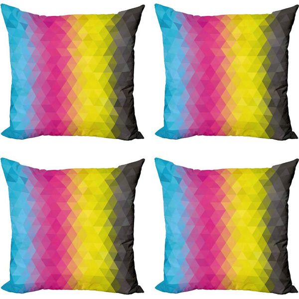 Abakuhaus Set Di Federe Astratte (4 Pezzi), Mosaico Moderno, Stampa Digitale Moderna Su Entrambi I Lati, 60 Cm X 60 Cm, Multicolore-image