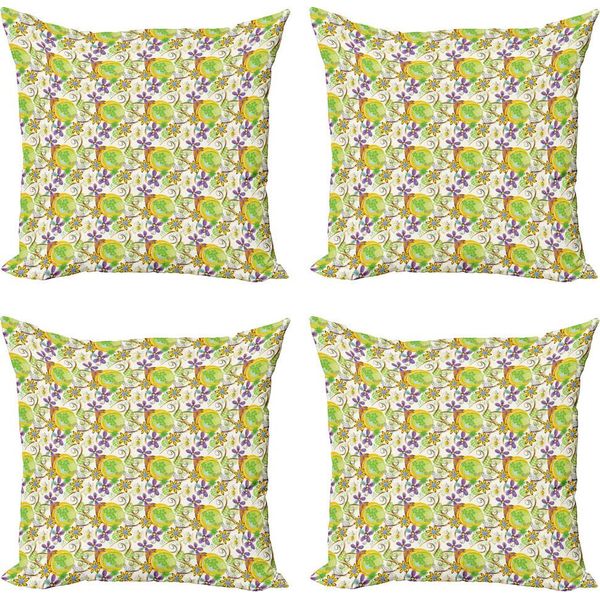 Abakuhaus Set Di Federe Astratte (4 Pezzi), Doodle Art Strudel, Stampa Digitale Moderna Su Entrambi I Lati, 40 Cm X 40 Cm, Multicolore-image