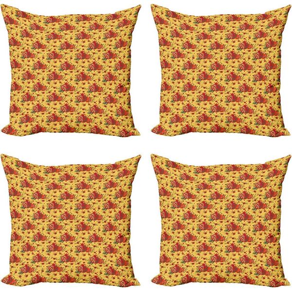 Abakuhaus Set Di Federe Per Cuscini Orientali (4 Pezzi), Medio Oriente, Forma Intramontabile, Stampa Digitale Moderna Su Entrambi I Lati, 60 Cm X 60 Cm, Multicolore-image