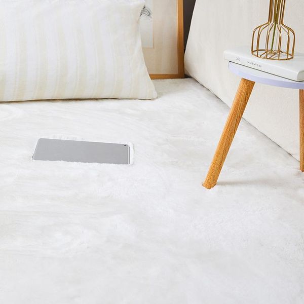 Tappeto A Pelo Alto Per Soggiorno Camera Da Letto Tappeto Moderno Shaggy Tappeto Soggiorno Bianco, Dimensioni 80X160 Cm-image