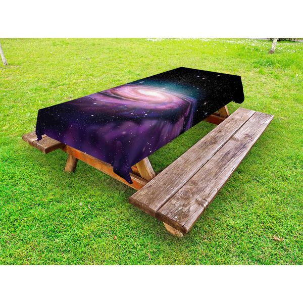 Abakuhaus Galaxis Tovaglia Da Esterno, Galassia A Spirale Nello Spazio Andromeda Nebulosa Stella Polvere Universo Astronomia Stampa, Malva Nero, 145X305 Cm-image