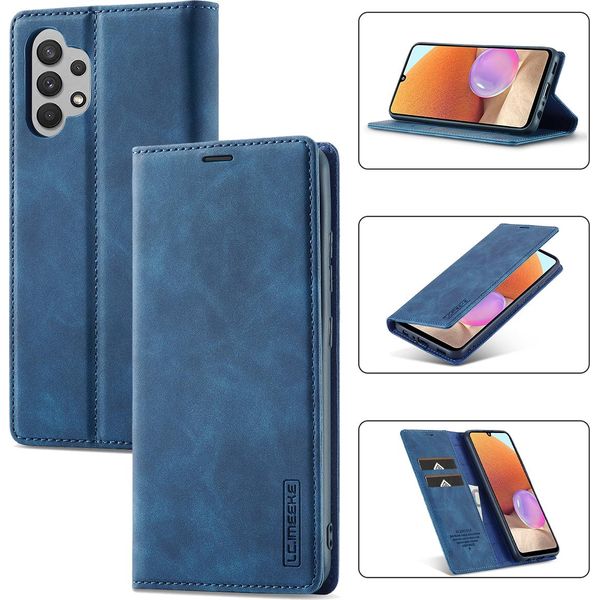 Galaxy A32 4G Custodia In Pelle Con Funzione Stand E Porta Carte, Custodia Design Portafoglio Per Samsung Galaxy A32 4G Blu-image