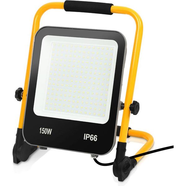 Yakimz 150W Proiettore Treppiede Led Proiettore Proiettore Bianco Freddo Led Costruzione Proiettore Giallo Treppiede Esterno Interno-image