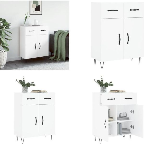 Vidaxl Credenza Bianca 69,5X34X90 Cm Materiale A Base Di Legno - Credenza - Credenza - Armadio - Armadio Portaoggetti-image