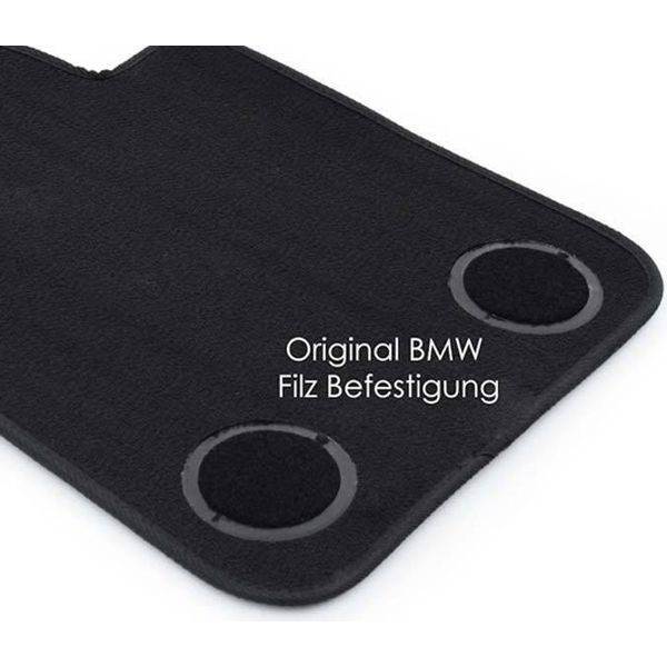 Tappetini Bmw F10 F11 (2013-2017) Tappetini Auto Originali Di 4 Pezzi Velours Nero, Cuciture Decorative Rosse-image