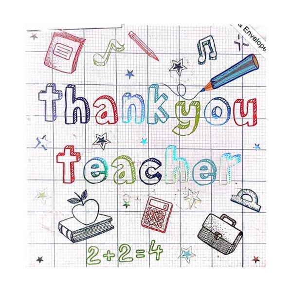 Inscription - Biglietto Di Ringraziamento "Teacher"" 6-Pack - Cartoncino SG33267 (Taglia Unica) (Bianco/Colorato)"-image