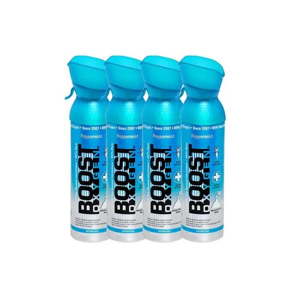 Boost Oxygen Ossigeno Puro In Bombola - 20 Litri Di Ossigeno Puro Al 95% Alla Menta Piperita In 4 Bombole Trasportabili Da 5 Litri-image