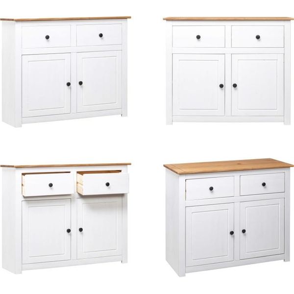 Vidaxl Credenza Bianca 93X40X80 Cm In Legno Di Pino Panama - Credenza - Credenze - Credenze In Legno - Credenze In Legno-image