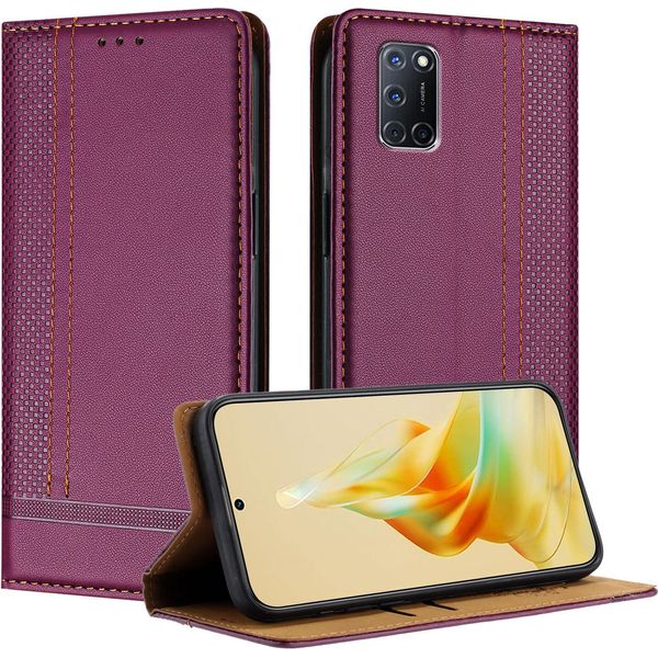 Custodia Per Oppo A52 A72 A92 4G In Pelle Con Funzione Stand Viola-image