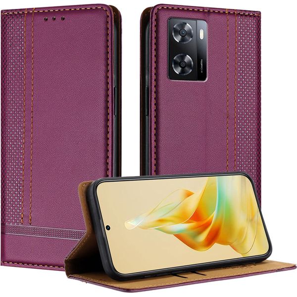 Custodia Per Telefono Cellulare Per Oppo A57 4G In Pelle Flip Cover Con Stand Purple-image
