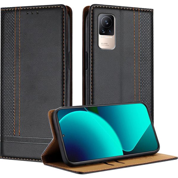 Custodia Per Xiaomi Civi 1S In Pelle Con Funzione Di Supporto Nero-image