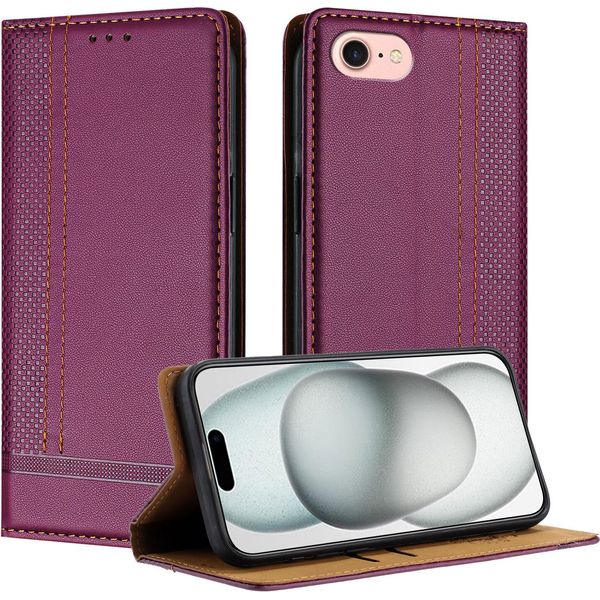 Custodia Per Iphone 8/7/6S/6 In Pelle Con Funzione Di Supporto Viola-image