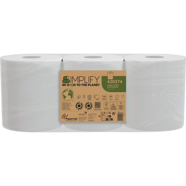 Rotolo Asciugamano Papernet Simplify 420374 2Lg. 450 Fogli 3Pz.-image