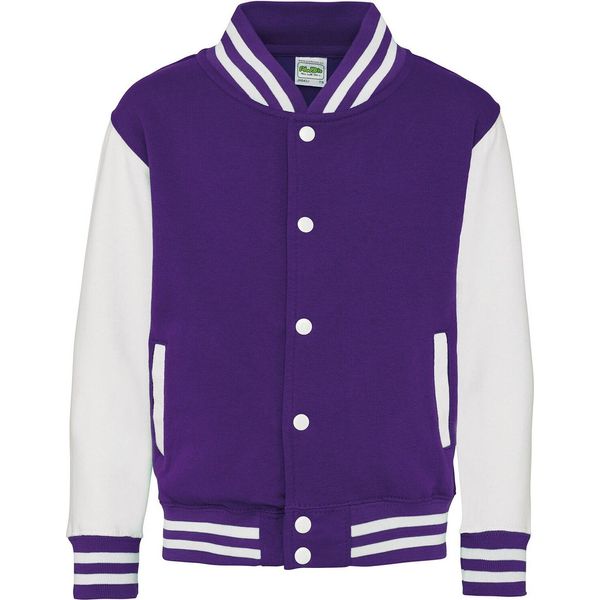 Awdis - Giacca Varsity (Stile College Americano) Per Bambini PC7314 (128) (Viola/Bianco)-image