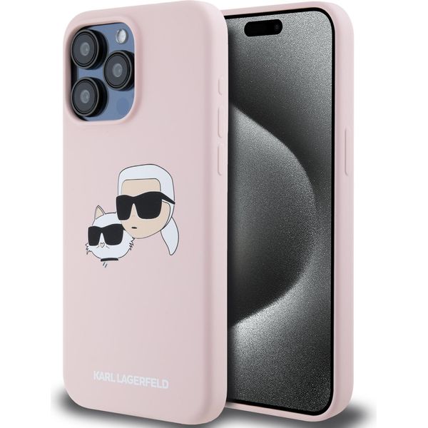 Karl Lagerfeld Klhmp15Xskchpplp Iphone 15 Pro Max 6.7 RóżOwy/Pink Hardcase Silicone Karl & Choupette Magsafe-image