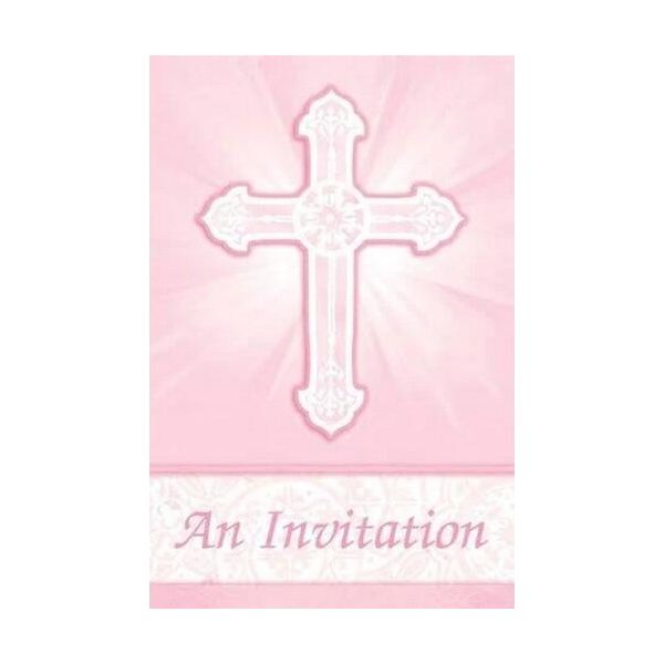 Amscan - Pieghevole - Biglietto Di Ringraziamento, Confezione Da 8 Per La Comunione - Cartoncino SG29253 (Taglia Unica) (Rosa)-image