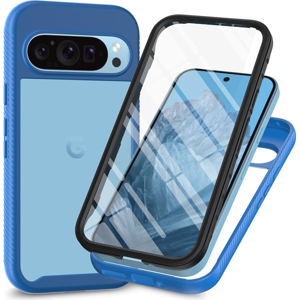 Custodia Per Google Pixel 10 / Pixel 10 Pro, Paraurti Con Protezione Dello Schermo Incorporata Custodia Protettiva A 360° Blu Reale-image