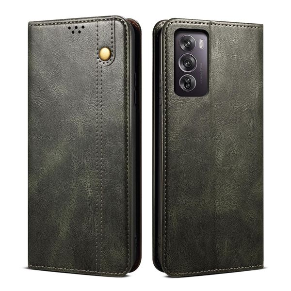 Custodia Per Oppo Reno12 5G In Pelle Flip Wallet Case Con Funzione Stand Verde-image