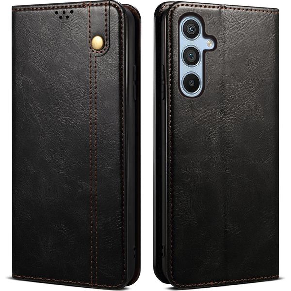 Custodia Per Samsung Galaxy A25 In Pelle Flip Case Portafoglio Con Funzione Stand Nero-image