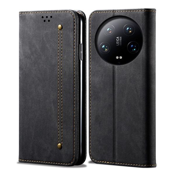 Custodia Per Xiaomi 14 Ultra, Custodia A Portafoglio In Pelle Con Chiusura Magnetica E Supporto Nero-image