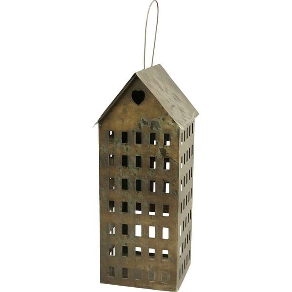 Lanterna Casa Maniglia Portacandele Usata Metallo Marrone 31 Cm-image