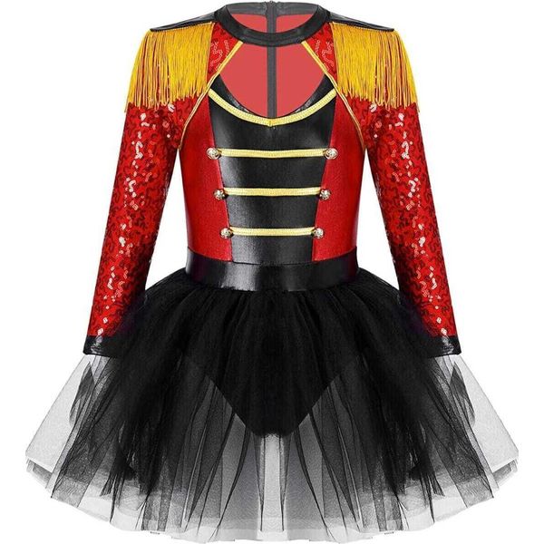 Ragazze Scintillanti Costume Da Circo Taglia 122-128 Cm Abito Da Ballo Con Manica Lunga Principessa Con Mini Gonna Ringmaster Cosplay-image