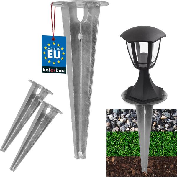 Kotarbau® 2 Pezzi Picchetto Da Terra Manicotto A Impatto Per Illuminazione Da Giardino ⌀ Picchetto Da Terra In Acciaio Zincato Da 115 Mm Ancoraggio Da Terra Ancoraggio Da Terra Impattabile Per Lampade Da Giardino Manicotto Da Terra A Impatto Ancoraggio Da Terra-image