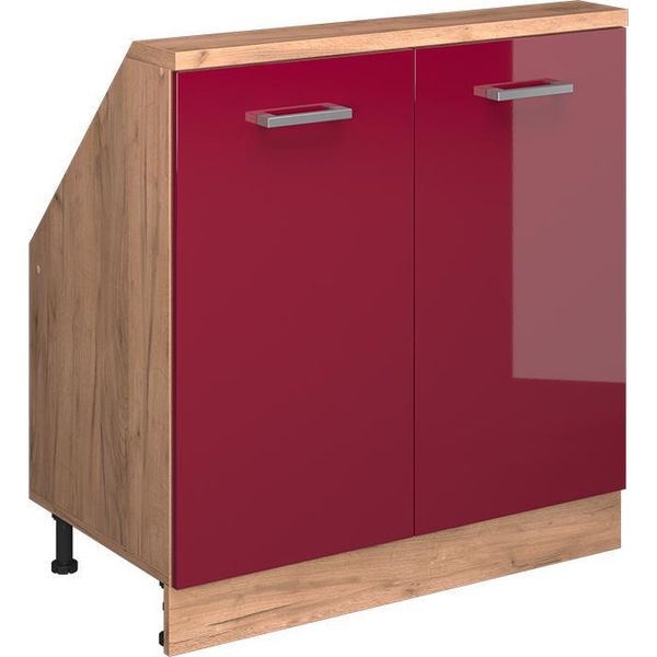 Vicco Mobile Sottotetto Rion, Con 2 Porte, Rosso Lucido/Rovere Dorato/Quercia Dorata-image