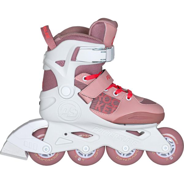 Pattini In Linea Per Bambini Powerslide Rocket Regolabili In 4 Misure - Pattini In Linea Per Bambini Telaio Unibody, Cuscinetti Abec 7, Ruote In Pu, Colore Malva Pallido Bianco-Rosa-image
