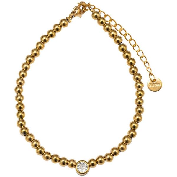 Armband Firetti "Schmuck Geschenk Edelstahl Armschmuck Armkette", Gold (Gelbgoldfarben, Kristallweiß, Kristallweiß), ArmbäNder, Damen, 22,5Cm, Edelstahl, Armband, Made In Germany - Mit Zirkonia (Synth.)-image