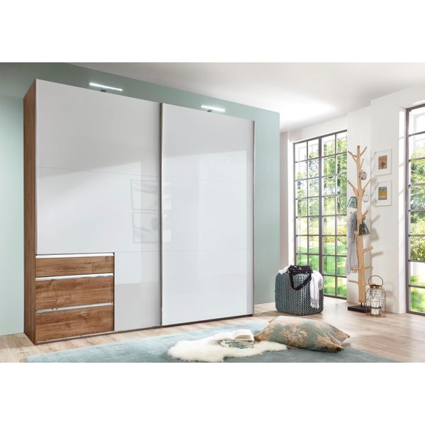 SchwebetüRenschrank Wimex, Weiß (Weiß Lackiert, Plankeneiche), B:200Cm, SchräNke, SchwebetüRenschrank-image