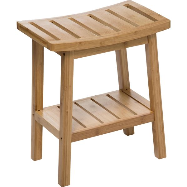5Five Simply Smart Sgabello Con Portaoggetti, Ripiano Per Sgabello, Bambù, Marrone, 46 Cm, 174605-image