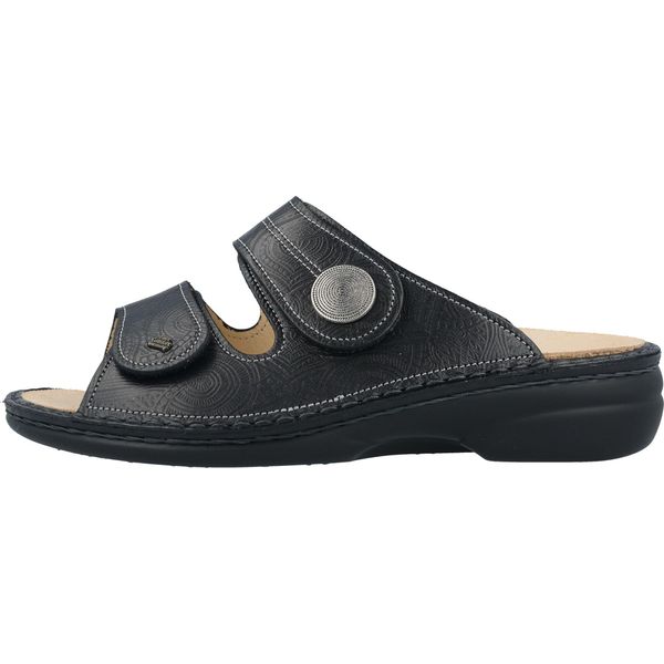 Finn Comfort Sansibar, Donna, Mulo, Nero, Pelle, Solette Libere, Confortevoli - Muli Da Donna / Separatori Di Punta, Nero, Pelle (Arabescato)-image