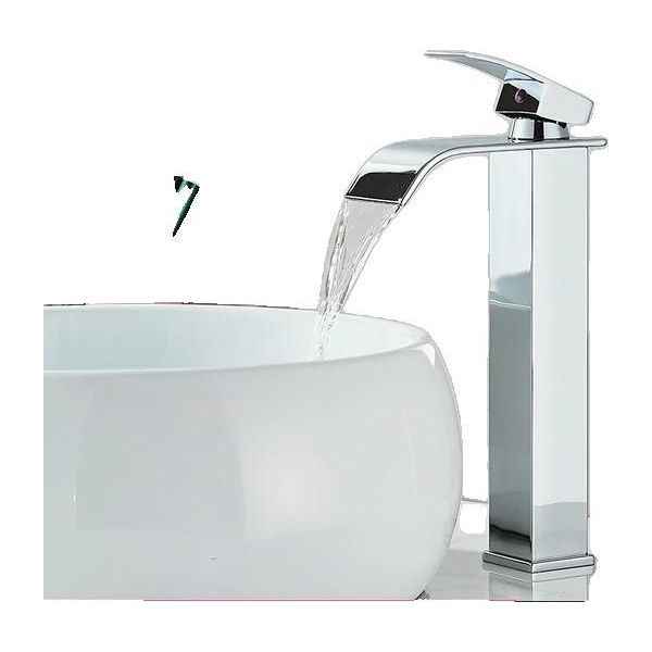 Miscelatore Per Lavabo, Design A Cascata, Nero Opaco, Cromo A-image