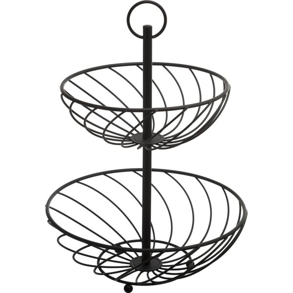 Etagere A Cesto Di Frutta, 2 Livelli, Metallo, H. 30 Cm-image
