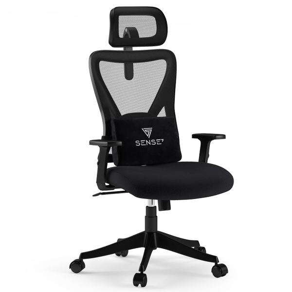 Sedia Da Ufficio Ergonomica SENSE7 Tone, Sedia Da Scrivania, Schienale, Braccioli E Poggiatesta Regolabili, Fino A 130 Kg, Nero-image