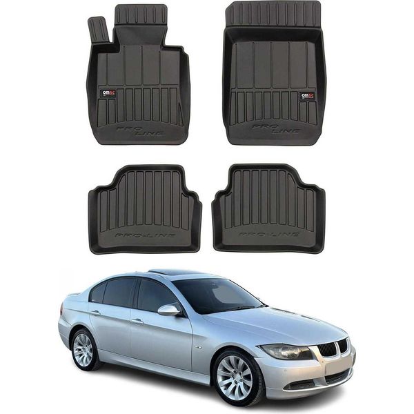 2005-2013 Bmw Serie 3 E91 Touring Tappetini Tpe Nero 4 Pezzi-image