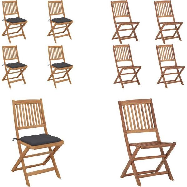 Vidaxl Sedie Da Giardino Pieghevoli 4 Pezzi Con Cuscino In Legno Massiccio Di Acacia - Sedia Da Giardino - Sedie Da Giardino - Sedia Pieghevole - Sedie Pieghevoli-image