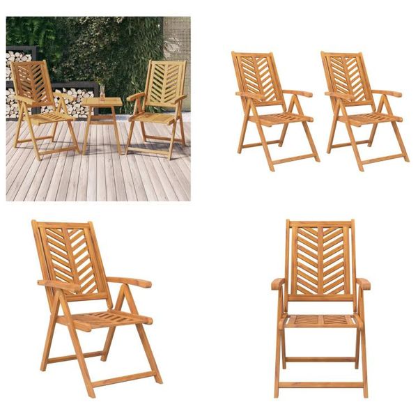 Vidaxl Sedie Da Giardino Regolabili 2 Pz. Legno Massiccio Di Acacia - Sedia Da Giardino Regolabile - Sedie Da Giardino Regolabili - Mobili Da Giardino - Mobili Da Esterno-image