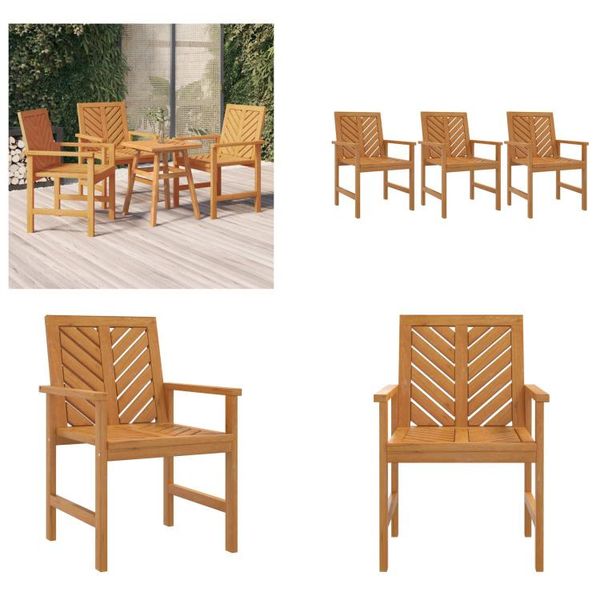 Vidaxl Sedie Da Pranzo Da Giardino 3 Pz. Legno Massiccio Di Acacia - Sedia Da Pranzo Da Giardino - Sedie Da Pranzo Da Giardino - Sedia Da Pranzo - Sedia Da Giardino-image