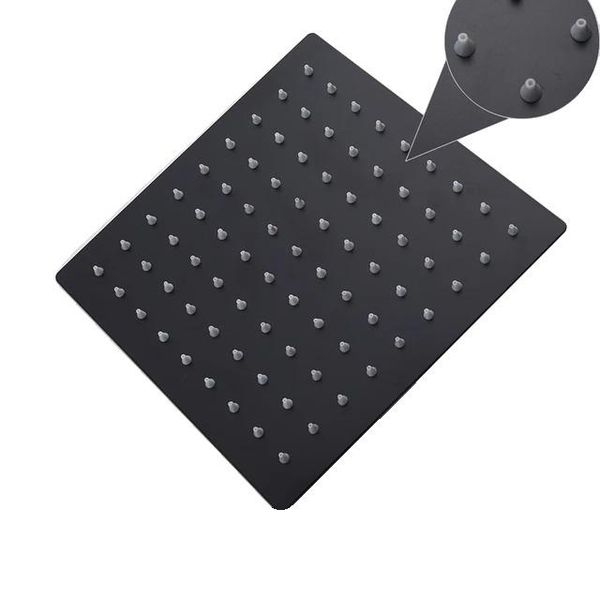 Soffione Doccia, Funzione A Pioggia, Struttura In Acciaio Inox, Nero-image