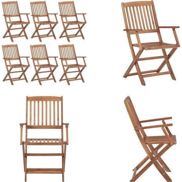 Vidaxl Sedie Da Giardino Pieghevoli 6 Pz. Legno Massiccio Di Acacia - Sedia Da Giardino - Sedie Da Giardino - Poltrona Da Giardino - Sedia Pieghevole-image